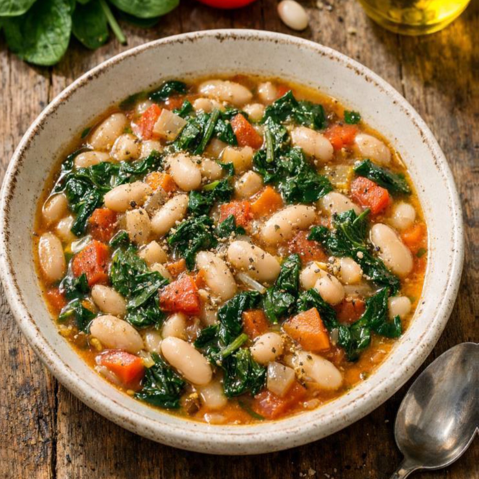 Tuscan White Bean and Spinach Stew recipe card